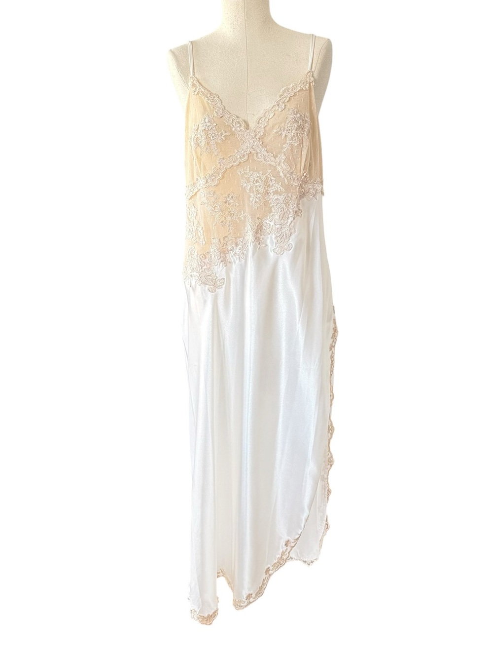 Vintage NWT Linea Donatella Satin Slip Bridal Chemise XL Lace Floral Newlywed